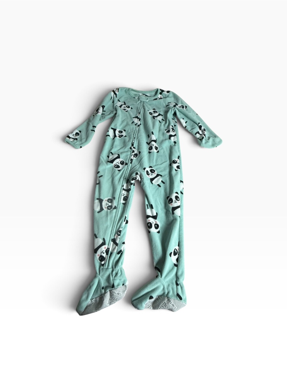 Carter's Light Mint Panda Footed Pajama One-Piece